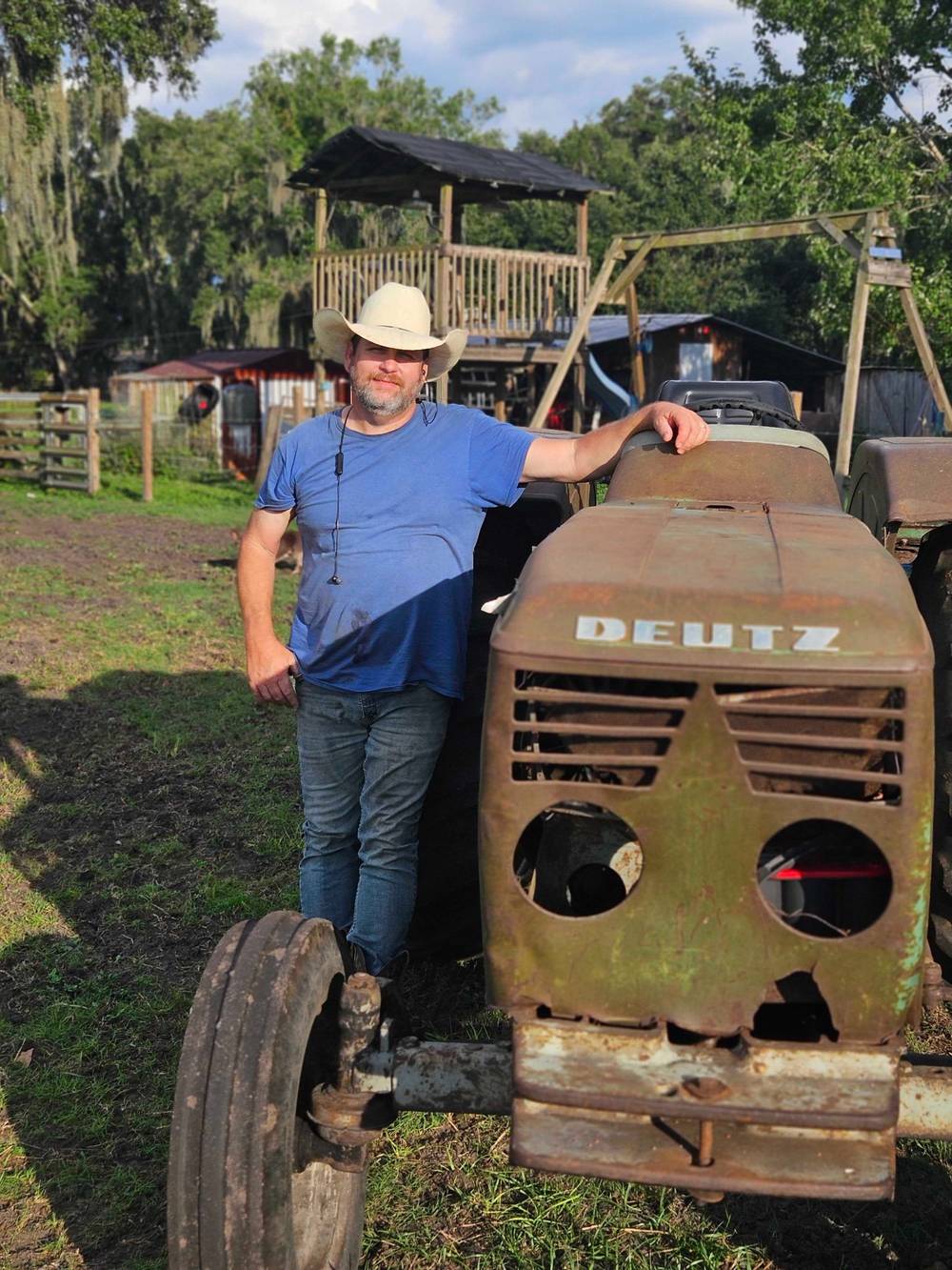 With PawPaw’s heirloom Deutz tractor
